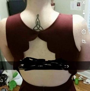 Maroon scalloped back dress